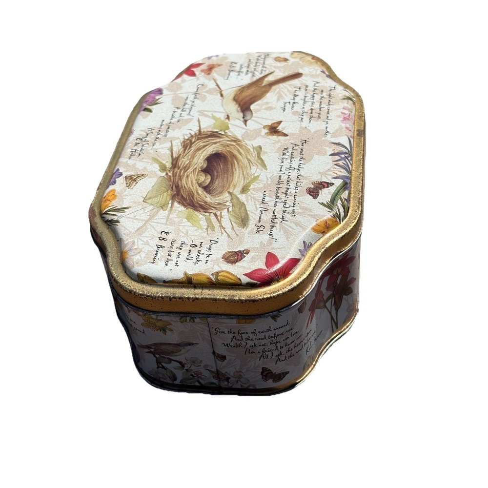 Vintage Darlington Farms Tin Country Cottage Birds Nests Branches Nature Quotes‎